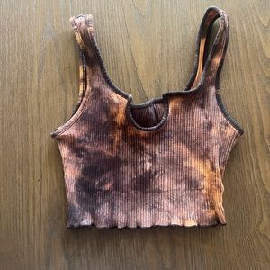extra small brown and black tie dye tank top